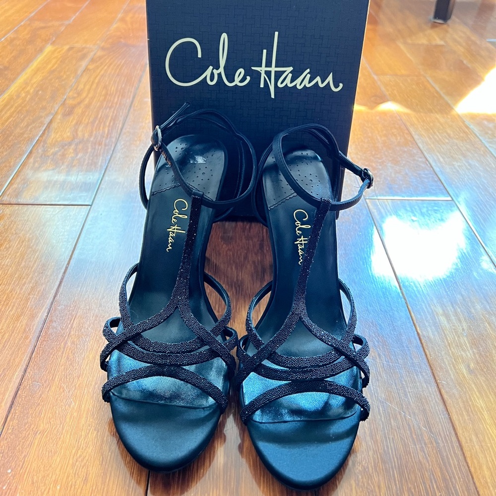 Cole Haan Black Strappy Evening Sandals